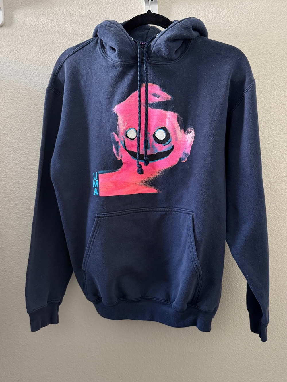 UMA Landsleds Selfie Hoodie Navy Blue Pink Face Graphic Medium Evan Smith Skate